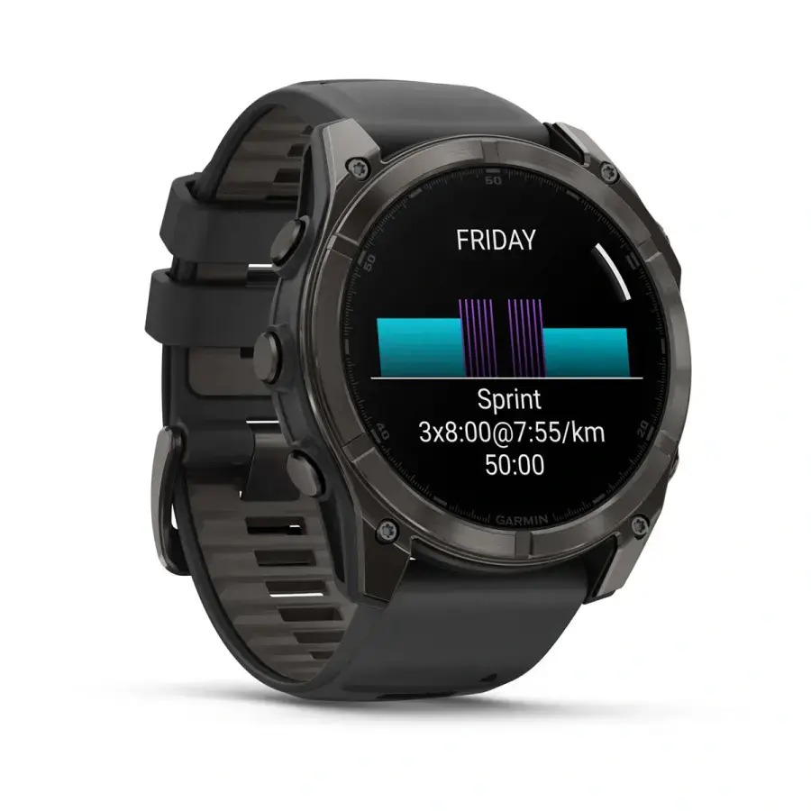 Смарт-часы Garmin fenix 8 AMOLED 51 mm Sapphire, Carbon Gray DLC Titanium with Black/Pebble Gray Silicone Band (010-02905-20/21)