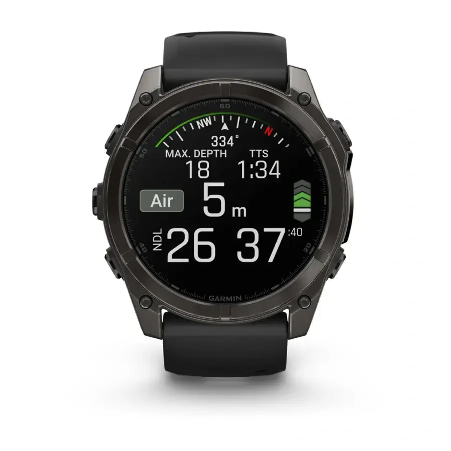 Смарт-часы Garmin fenix 8 AMOLED 51 mm Sapphire, Carbon Gray DLC Titanium with Black/Pebble Gray Silicone Band (010-02905-20/21)