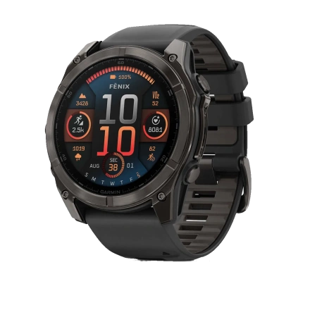 Смарт-часы Garmin fenix 8 AMOLED 51 mm Sapphire, Carbon Gray DLC Titanium with Black/Pebble Gray Silicone Band (010-02905-20/21)