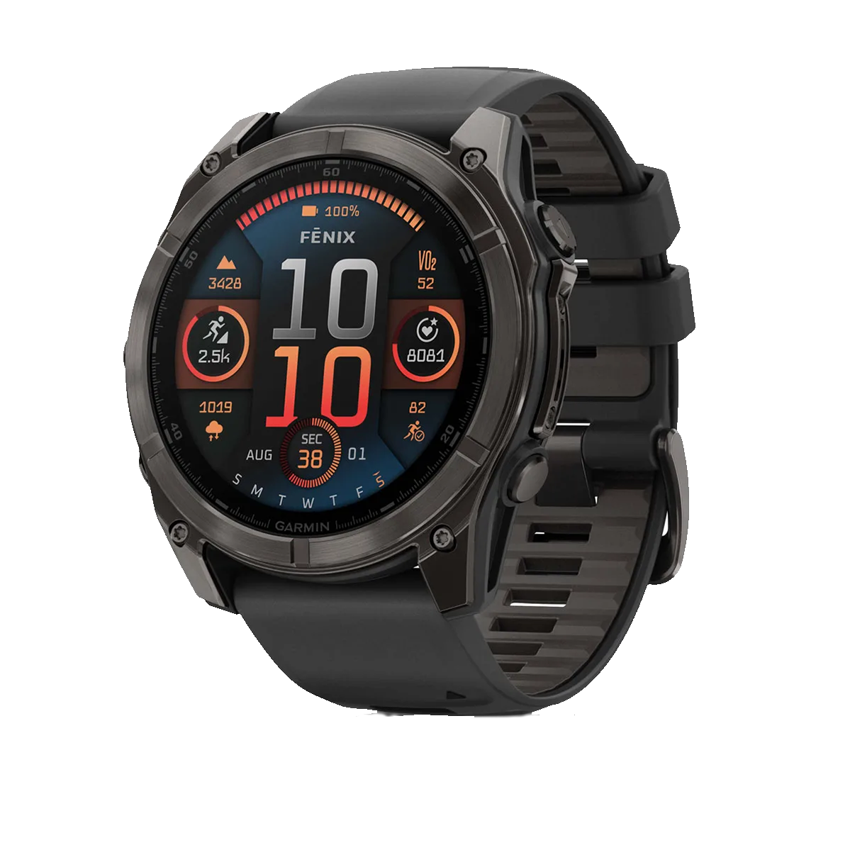 Смарт-годинник Garmin fenix 8 AMOLED 51 mm Sapphire, Carbon Gray DLC Titanium with Black/Pebble Gray Silicone Band (010-02905-20/21)