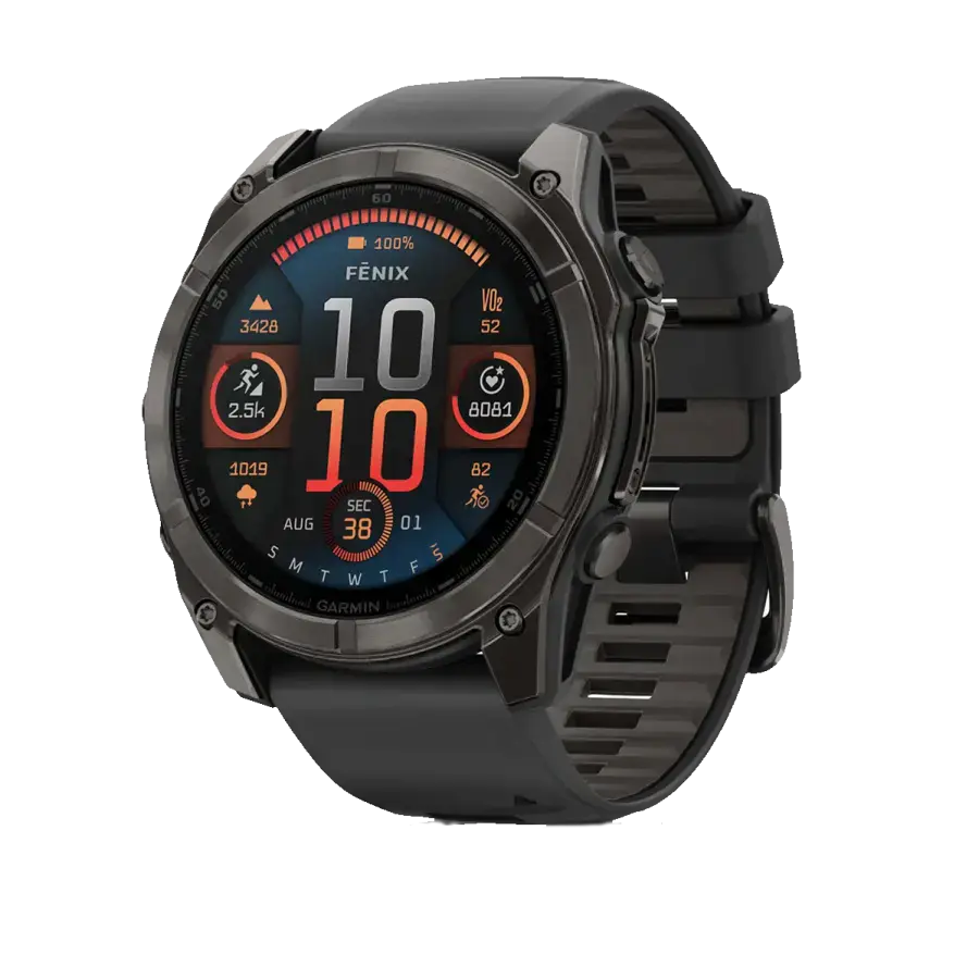 Смарт-часы Garmin fenix 8 AMOLED 51 mm Sapphire, Carbon Gray DLC Titanium with Black/Pebble Gray Silicone Band (010-02905-20/21)