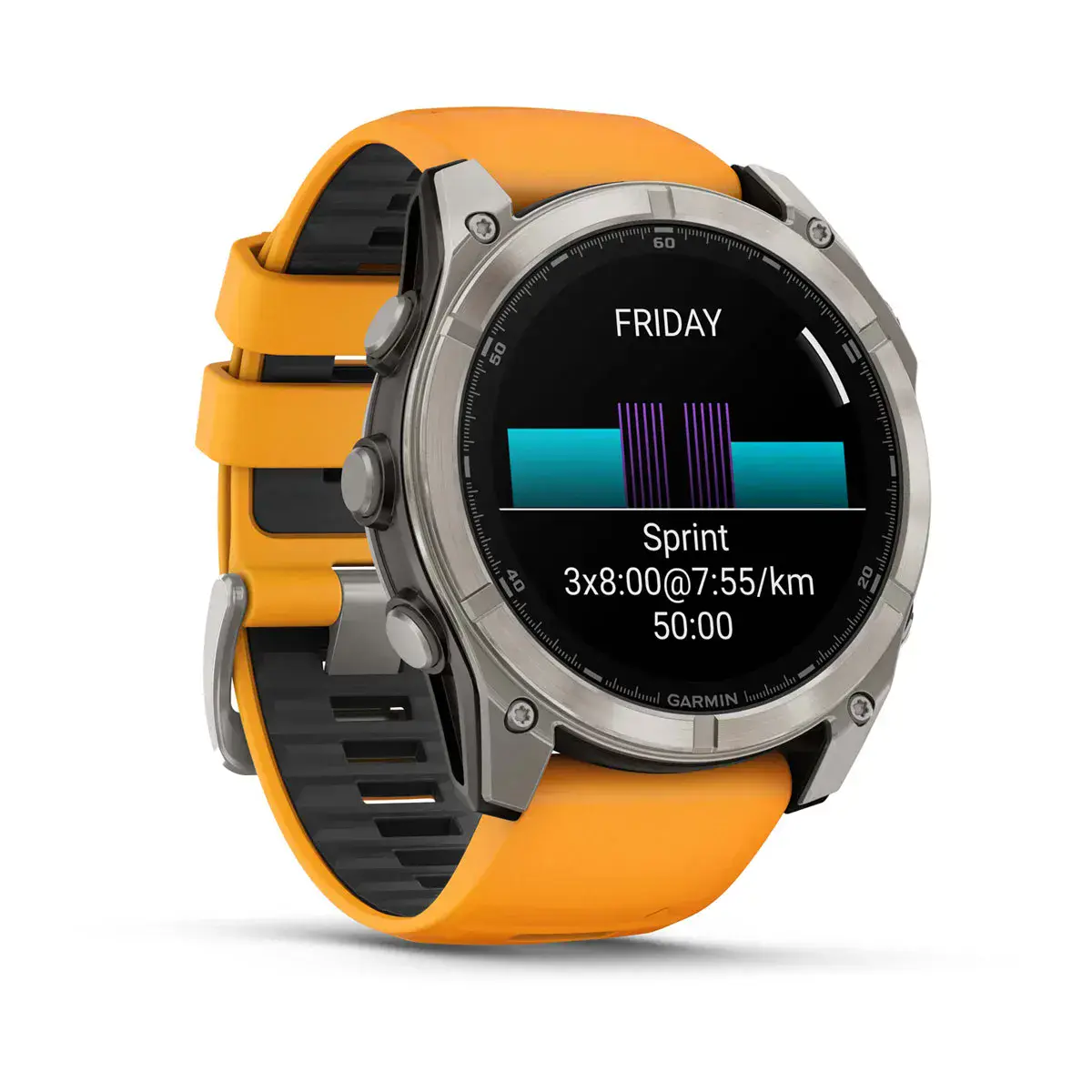 Смарт-годинник Garmin fenix 8 AMOLED 51 mm Sapphire, Titanium with Spark Orange/Graphite Silicone Band (010-02905-10/11)