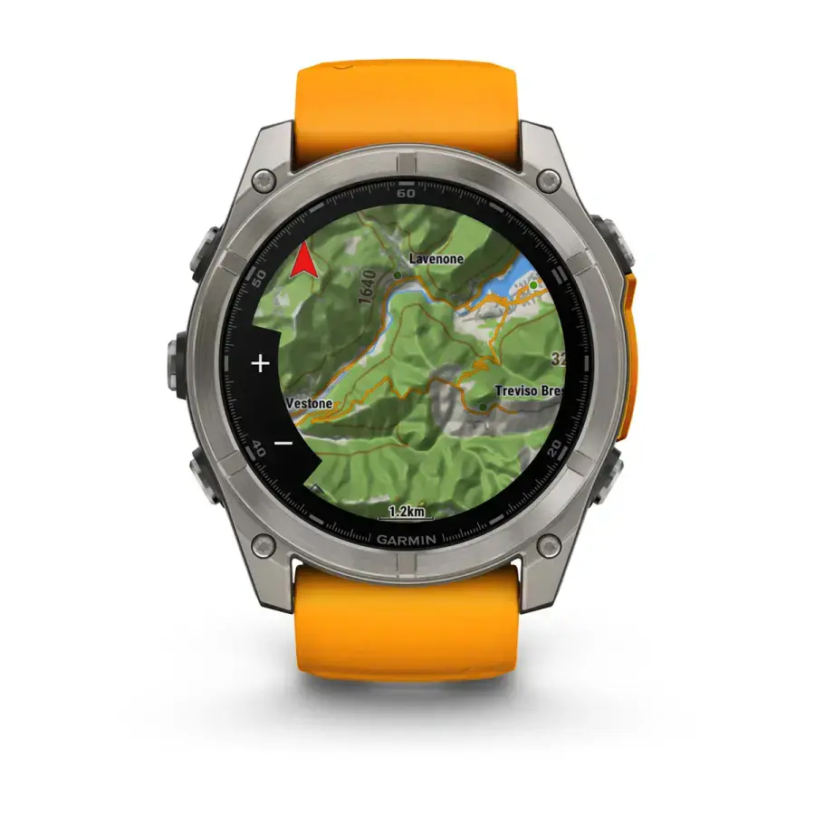 Смарт-годинник Garmin fenix 8 AMOLED 51 mm Sapphire, Titanium with Spark Orange/Graphite Silicone Band (010-02905-10/11)