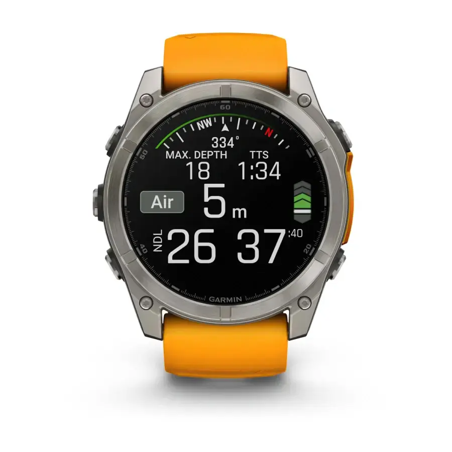 Смарт-годинник Garmin fenix 8 AMOLED 51 mm Sapphire, Titanium with Spark Orange/Graphite Silicone Band (010-02905-10/11)