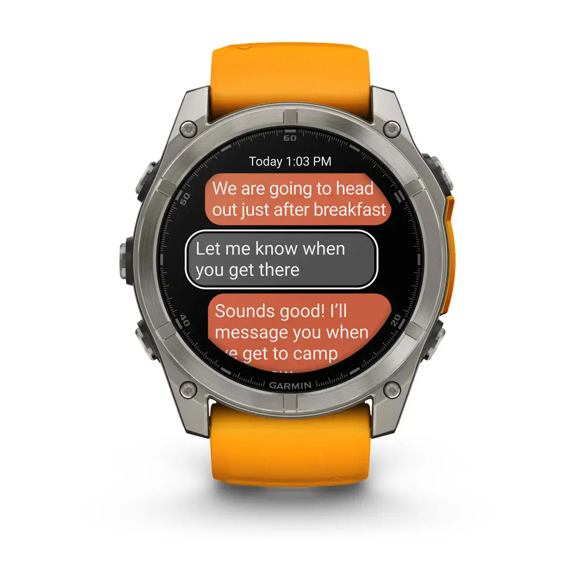 Смарт-годинник Garmin fenix 8 AMOLED 51 mm Sapphire, Titanium with Spark Orange/Graphite Silicone Band (010-02905-10/11)