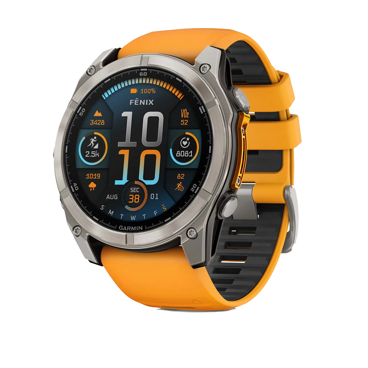 Смарт-часы Garmin fenix 8 AMOLED 51 mm Sapphire, Titanium with Spark Orange/Graphite Silicone Band  (010-02905-10/11)