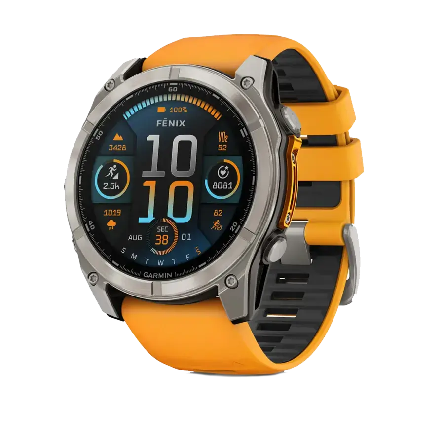 Смарт-годинник Garmin fenix 8 AMOLED 51 mm Sapphire, Titanium with Spark Orange/Graphite Silicone Band (010-02905-10/11)