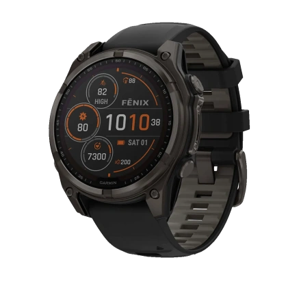 Смарт-часы Garmin fenix 8 SOLAR - 47 mm Sapphire, Carbon Gray DLC Titanium with Black/Pebble Gray Silicone Band (010-02906-10/11)