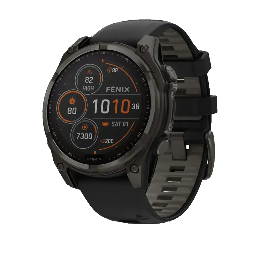 Смарт-часы Garmin fenix 8 SOLAR - 47 mm Sapphire, Carbon Gray DLC Titanium with Black/Pebble Gray Silicone Band (010-02906-10/11)
