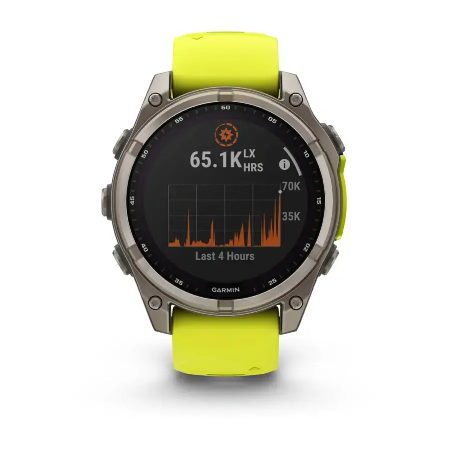 Смарт-годинник Garmin fenix 8 SOLAR 47 mm Sapphire, Titanium with Amp Yellow/Graphite Silicone Band (010-02906-20/21)