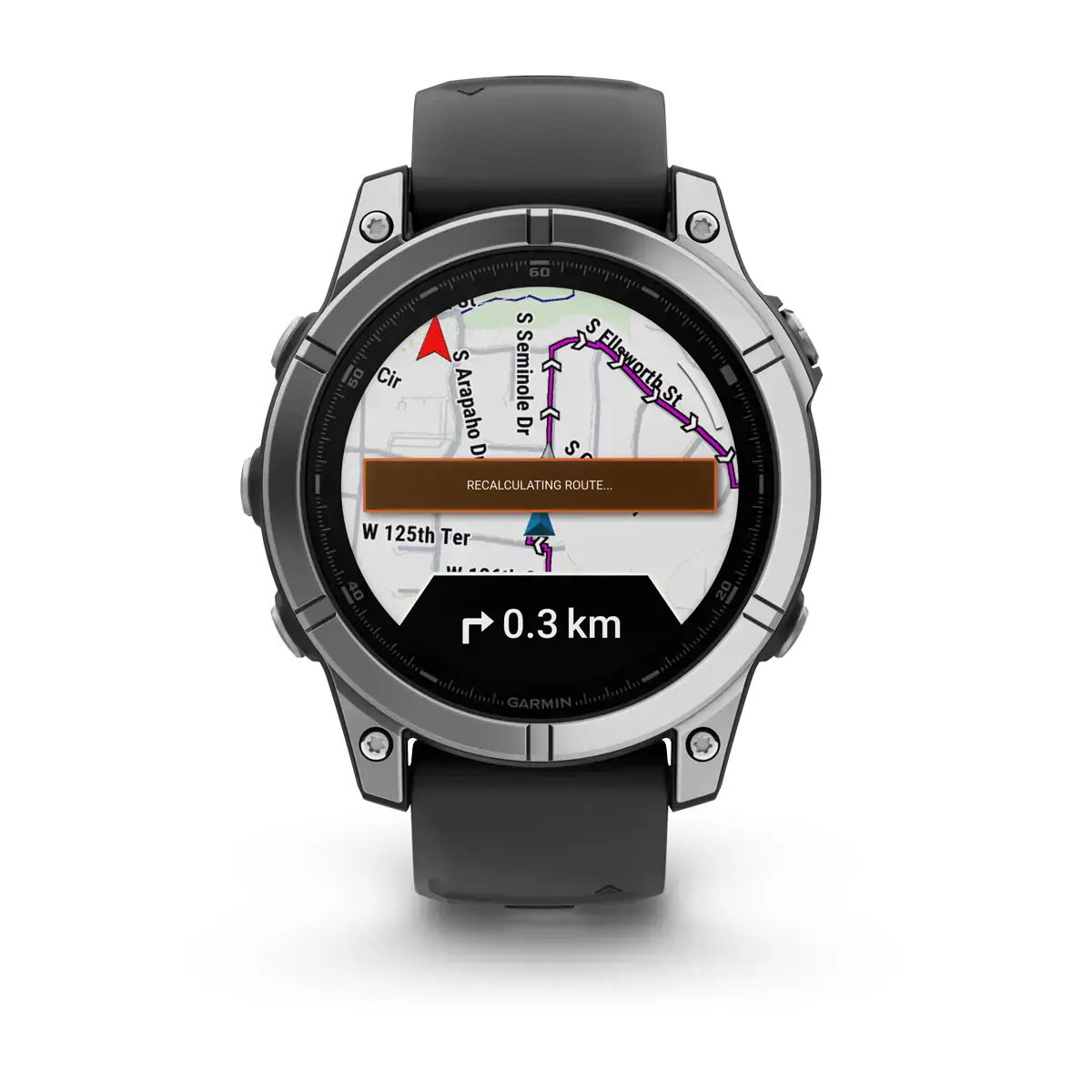 Смарт-годинник Garmin fenix E 47 mm Stainless Steel with Black Silicone Band (010-03025-00)