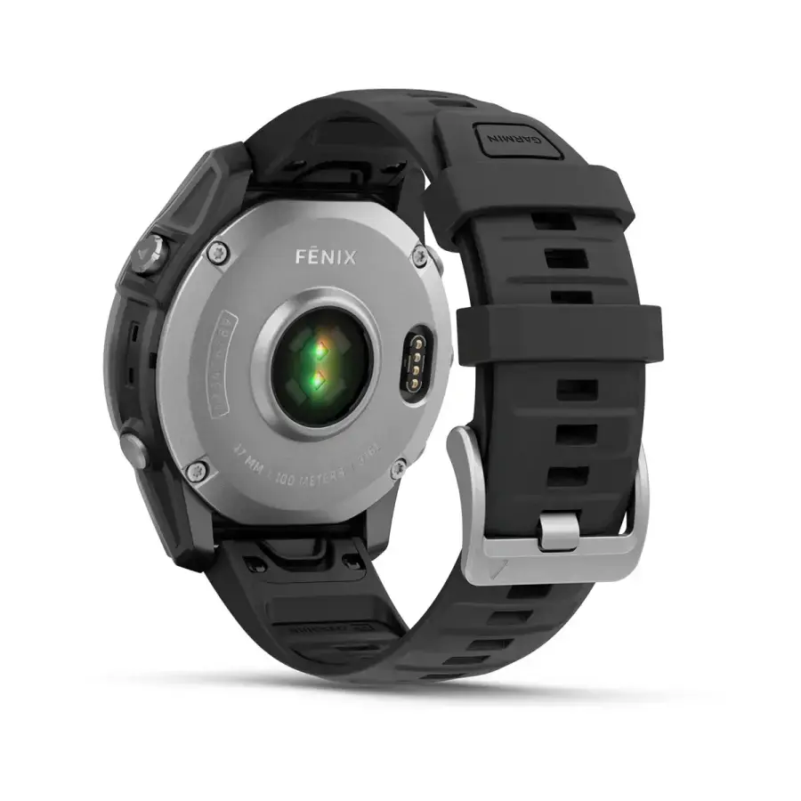 Смарт-годинник Garmin fenix E 47 mm Stainless Steel with Black Silicone Band (010-03025-00)