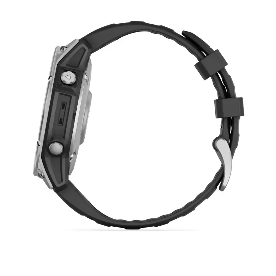 Смарт-годинник Garmin fenix E 47 mm Stainless Steel with Black Silicone Band (010-03025-00)