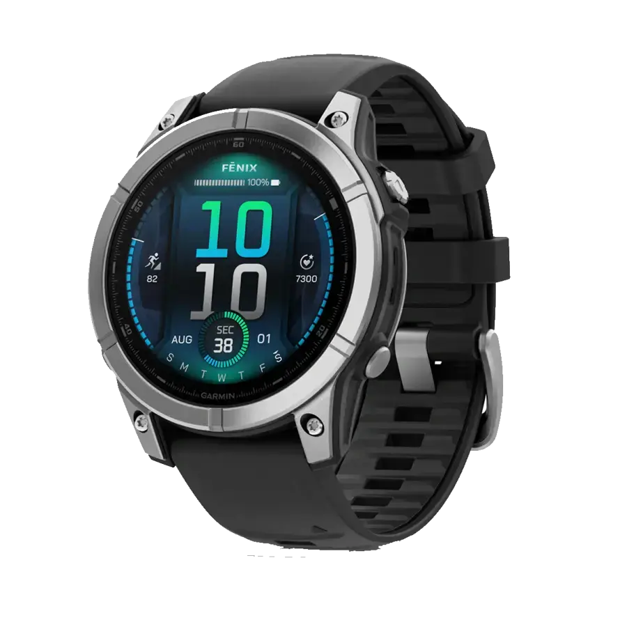 Смарт-годинник Garmin fenix E 47 mm Stainless Steel with Black Silicone Band (010-03025-00)