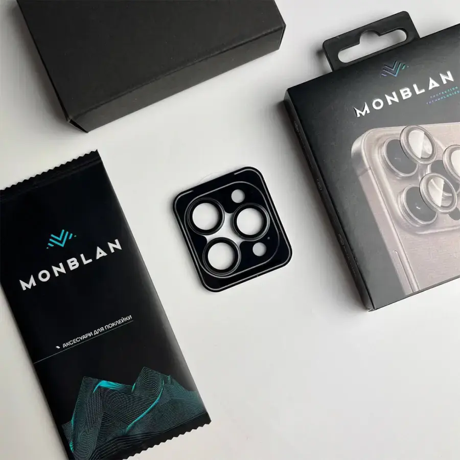 Защитное стекло Monblan для камеры iPhone 15 Pro/15 Pro Max Ring Series - Blue Titanium