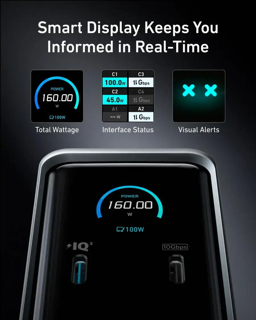 Зарядная док-станция Anker Prime Charging Docking Station [14-in-1, Dual Display, 160W] (A83B61A1)