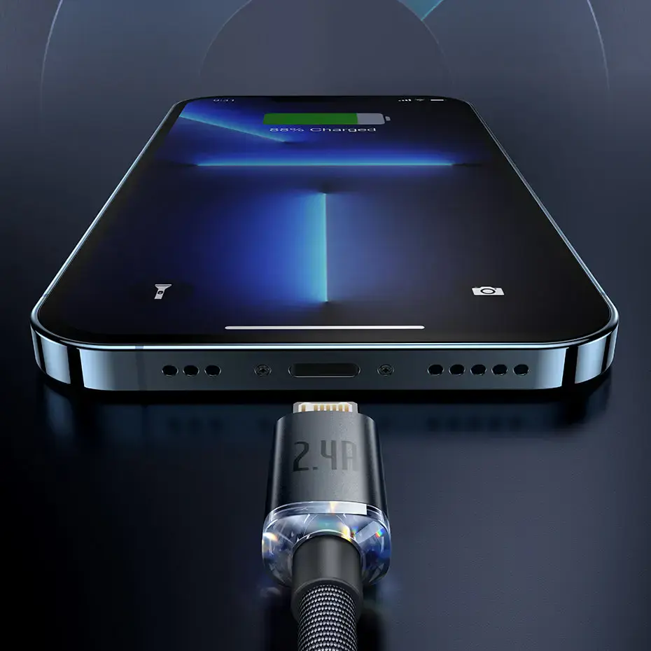 Зарядный кабель Baseus Crystal Shine Series Cable USB-A to Lightning 2.4A 1.2m - Black (CAJY000001)