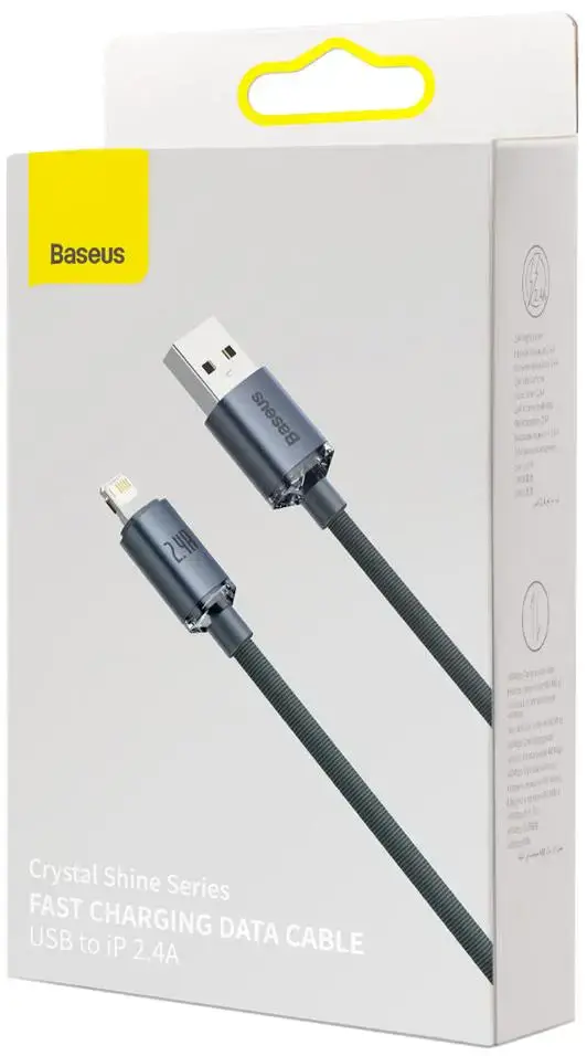 Зарядный кабель Baseus Crystal Shine Series Cable USB-A to Lightning 2.4A 1.2m - Black (CAJY000001)