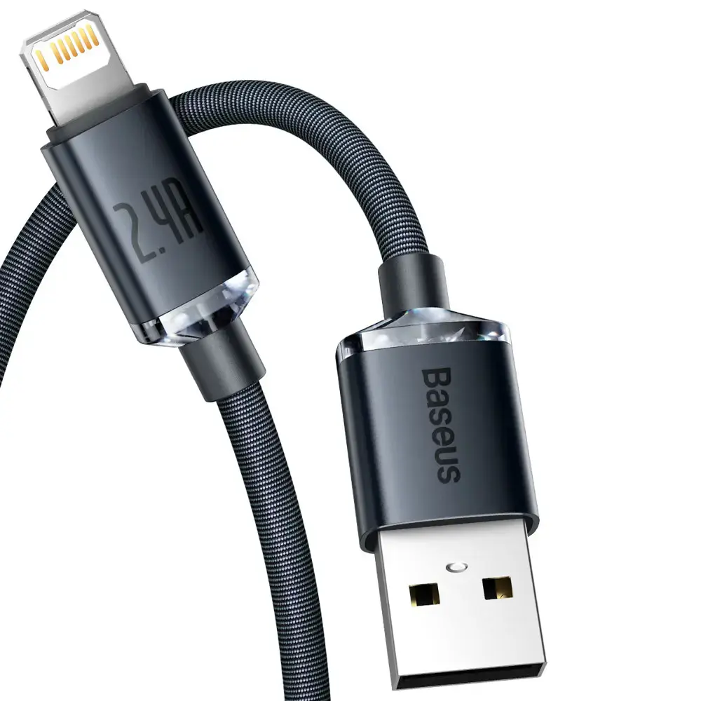 Зарядный кабель Baseus Crystal Shine Series Cable USB-A to Lightning 2.4A 1.2m - Black (CAJY000001)