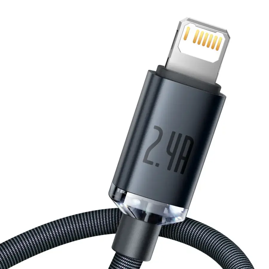 Зарядний кабель Baseus Crystal Shine Series Cable USB-A to Lightning 2.4A 1.2m - Black (CAJY000001)