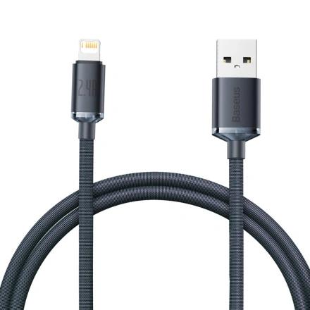 Зарядный кабель Baseus Crystal Shine Series Cable USB-A to Lightning 2.4A 1.2m - Black (CAJY000001)