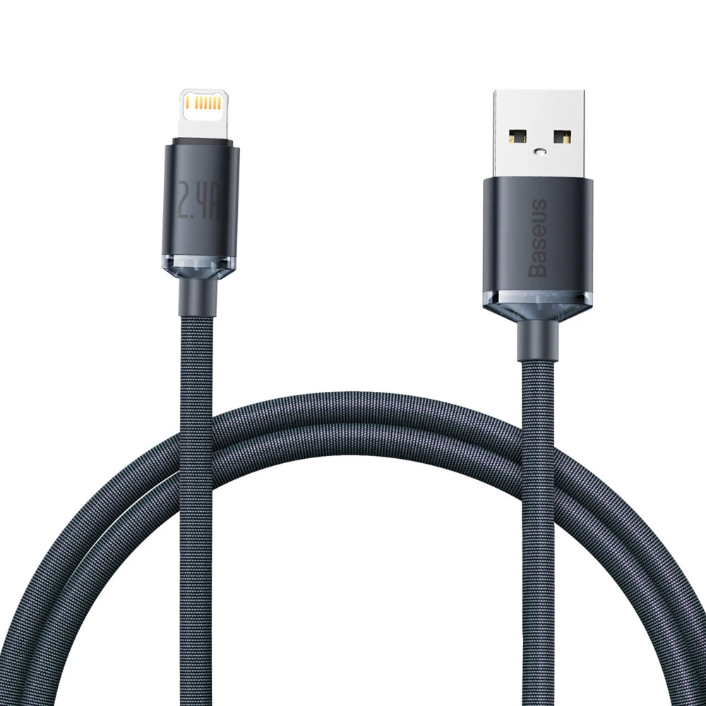 Зарядний кабель Baseus Crystal Shine Series Cable USB-A to Lightning 2.4A 1.2m - Black (CAJY000001)