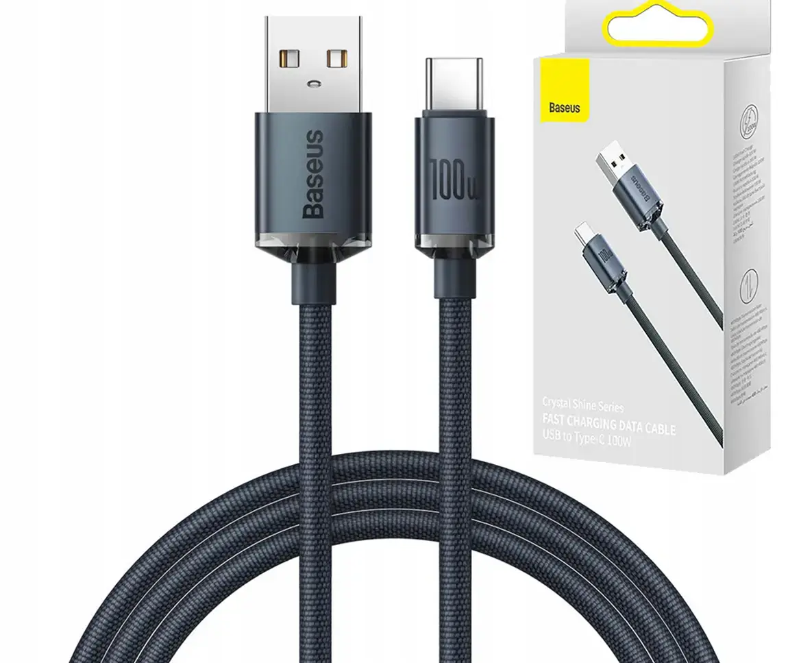Зарядный кабель Baseus Crystal Shine Series Fast Charging Cable USB to Type-C 100W 1.2m - Black (CAJY000401)