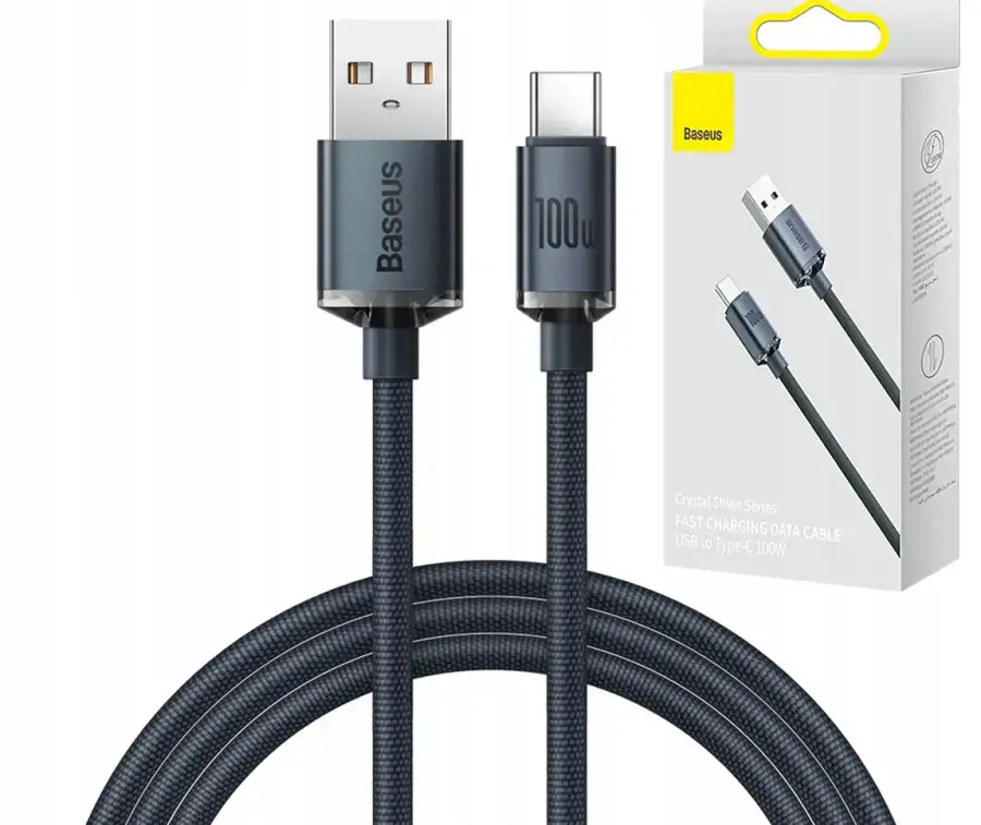 Зарядний кабель Baseus Crystal Shine Series Fast Charging Cable USB to Type-C 100W 1.2m - Black (CAJY000401)