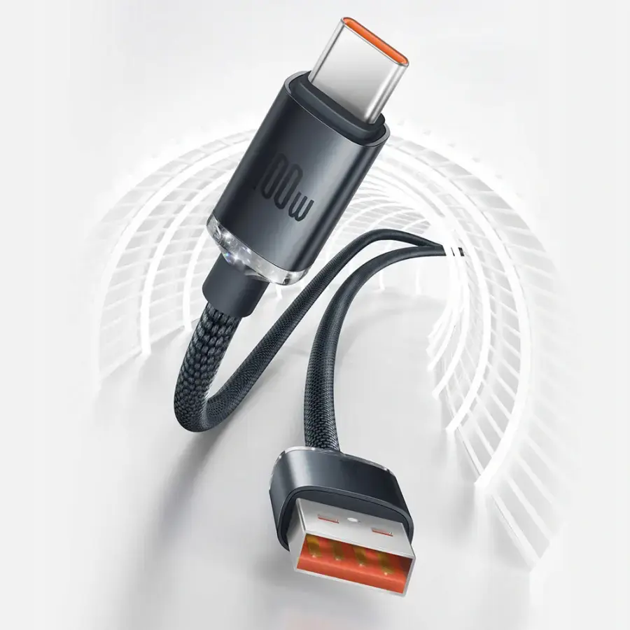 Зарядний кабель Baseus Crystal Shine Series Fast Charging Cable USB to Type-C 100W 1.2m - Black (CAJY000401)