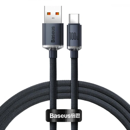 Зарядний кабель Baseus Crystal Shine Series Fast Charging Cable USB to Type-C 100W 1.2m - Black (CAJY000401)