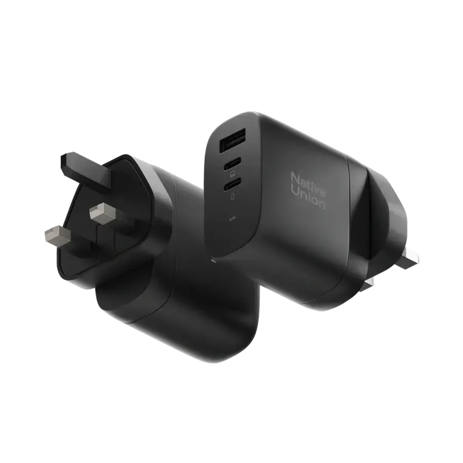 Зарядний пристрій Native Union Fast GaN Charger PD 67W 3 Ports - Black (FAST-PD67-BLK-2CA)