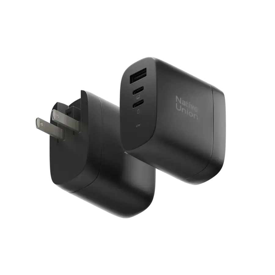 Зарядний пристрій Native Union Fast GaN Charger PD 67W 3 Ports - Black (FAST-PD67-BLK-2CA)