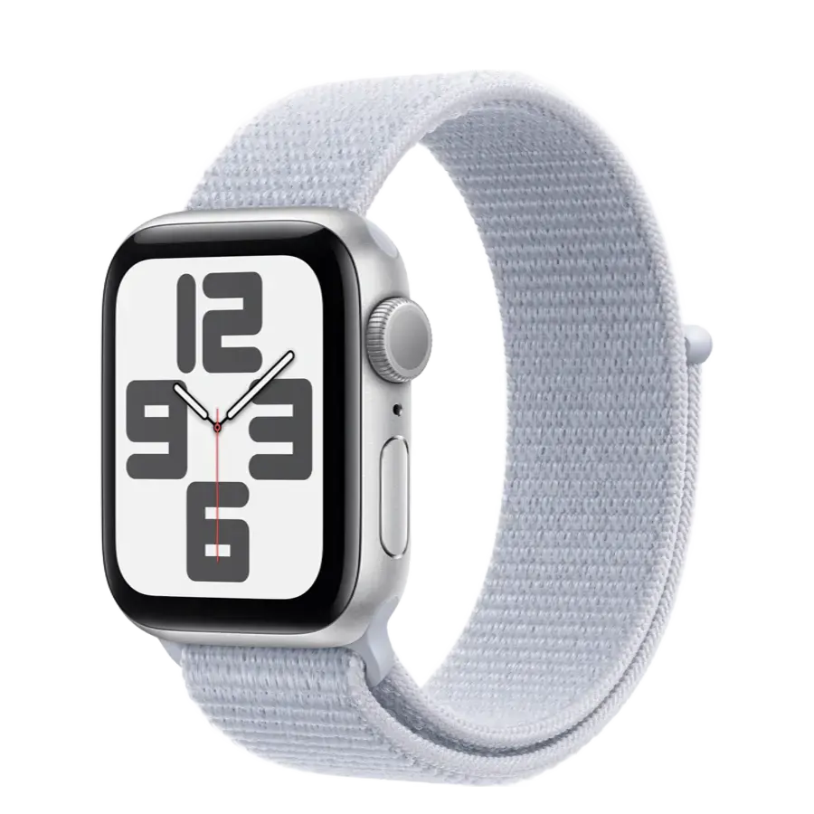 Apple Watch SE 2 2024 GPS 40mm Silver Aluminum Case with Blue Cloud Sport Loop (MXEE3)
