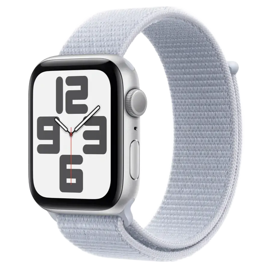 Apple Watch SE 2 2024 GPS 44mm Silver Aluminum Case with Blue Cloud Sport Loop (MXET3)