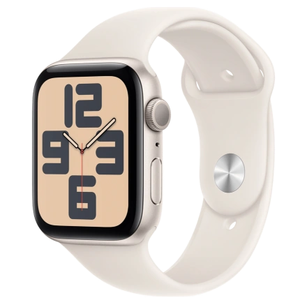 Apple Watch SE 2 2024 GPS 44mm Starlight Aluminum Case with Starlight Sport Band - M/L (MXEV3)