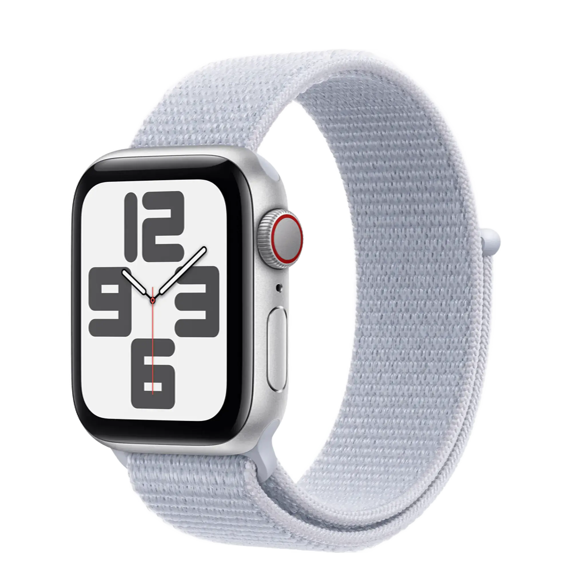 Apple Watch SE 2 2024 GPS + Cellular 40mm Silver Aluminum Case with Blue Cloud Sport Loop (MYJ83, MXGE3)
