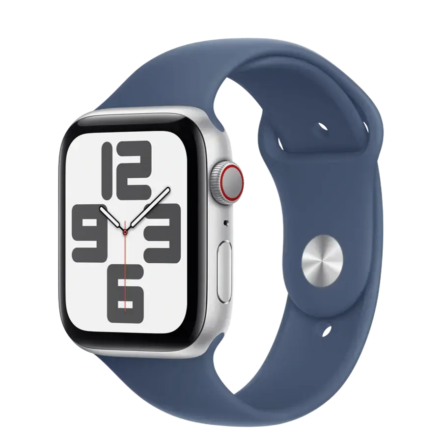 Apple Watch SE 2 2024 GPS + Cellular 40mm Silver Aluminum Case with Denim Sport Band - M/L (MXFW3, MXGG3)