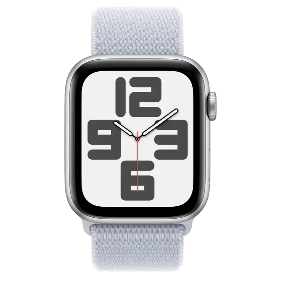 Apple Watch SE 2 2024 GPS + Cellular 44mm Silver Aluminum Case with Blue Cloud Sport Loop (MXG63, MXGR3)