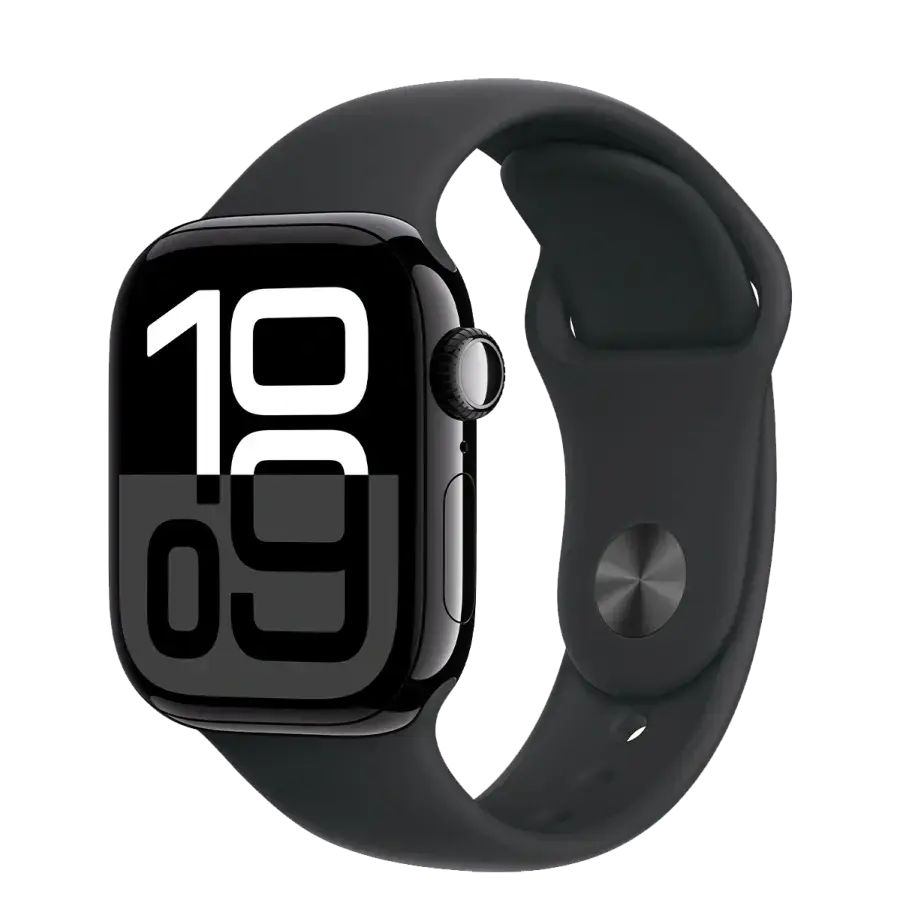 Apple Watch Series 10 GPS 42mm Jet Black Aluminum Case with Black Sport Band - S/M (MWWE3)