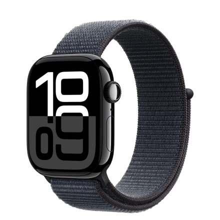 Apple Watch Series 10 GPS 42mm Jet Black Aluminum Case with Ink Sport Loop (MWWG3)