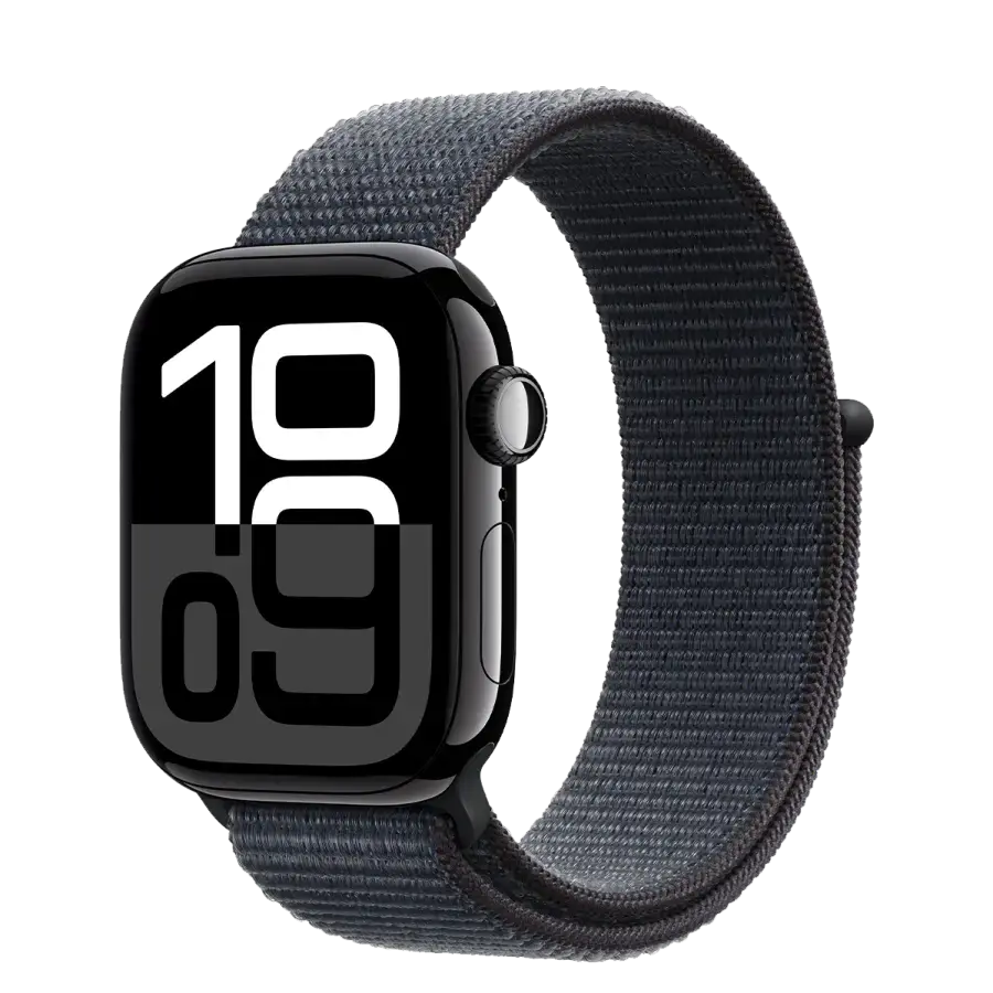 Apple Watch Series 10 GPS 42mm Jet Black Aluminum Case with Ink Sport Loop (MWWG3)