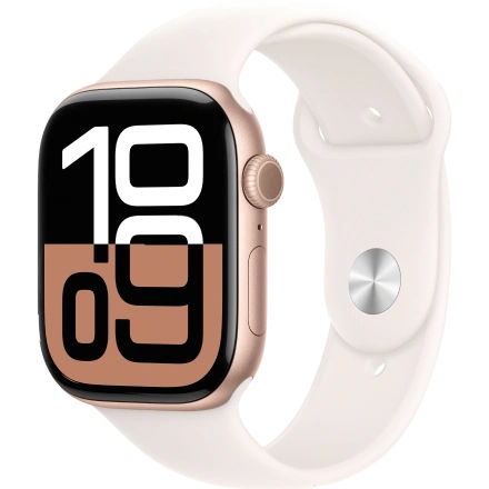 Apple Watch Series 10 GPS 42mm Rose Gold Aluminum Case with Light Blush Sport Band - M/L (MWWJ3)