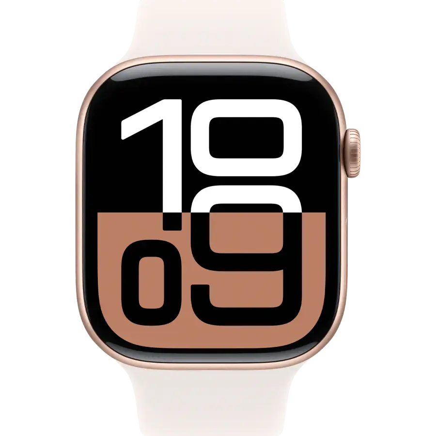 Apple Watch Series 10 GPS 42mm Rose Gold Aluminum Case with Light Blush Sport Band - S/M (MWWH3)