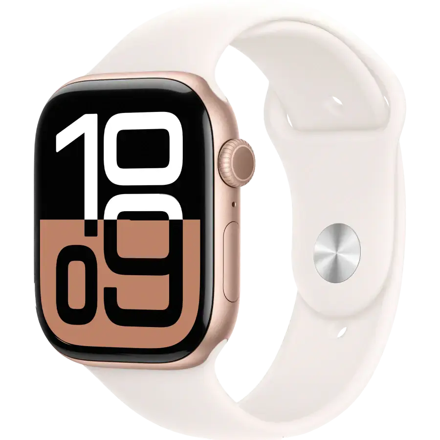 Apple Watch Series 10 GPS 42mm Rose Gold Aluminum Case with Light Blush Sport Band - S/M (MWWH3)
