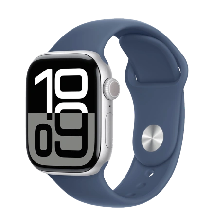 Apple Watch Series 10 GPS 42mm Silver Aluminum Case with Denim Sport Band - M/L (MWWC3)