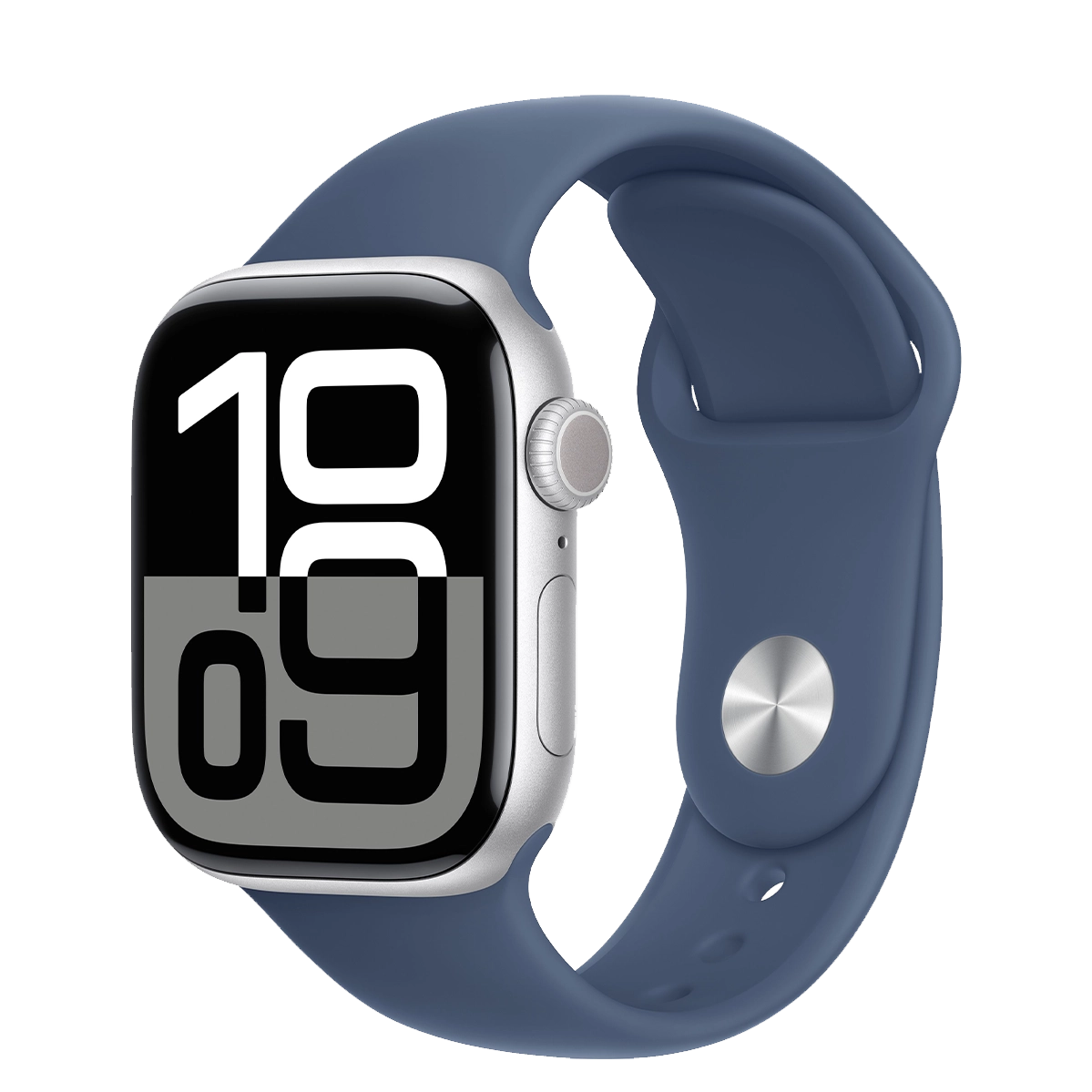 Apple Watch Series 10 GPS 42mm Silver Aluminum Case with Denim Sport Band - M/L (MWWC3)