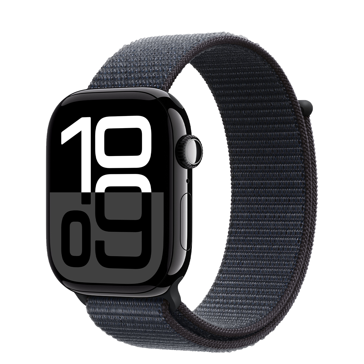 Apple Watch Series 10 GPS + Cellular 46mm Jet Black Aluminum Case with Ink Sport Loop (MWY53)