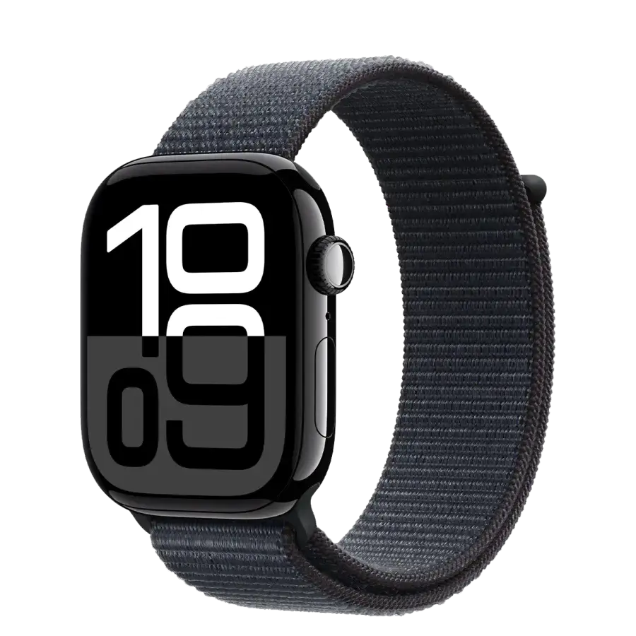 Apple Watch Series 10 GPS 46mm Jet Black Aluminum Case with Ink Sport Loop (MWWR3)