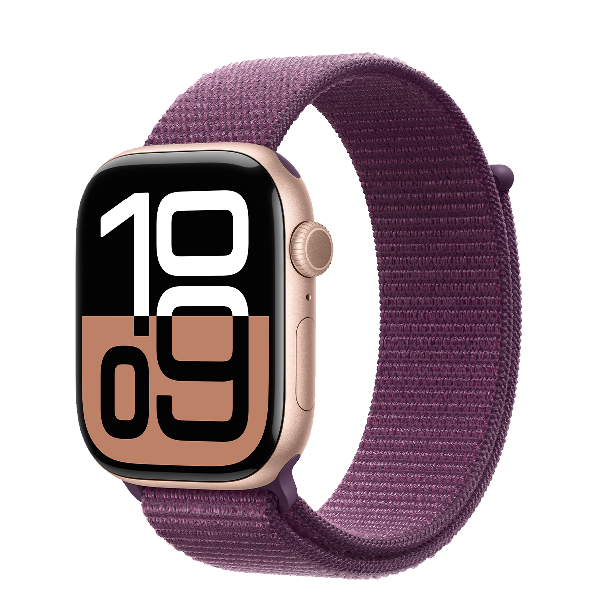 Apple Watch Series 10 GPS 46mm Rose Gold Aluminum Case with Plum Sport Loop (MWWV3)