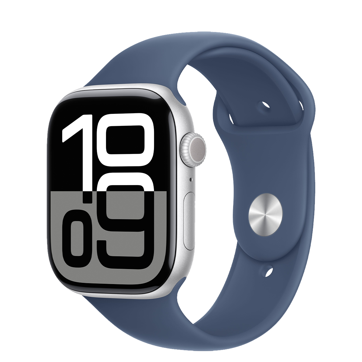 Apple Watch Series 10 GPS 46mm Silver Aluminum Case with Denim Sport Band - M/L (MWWM3)